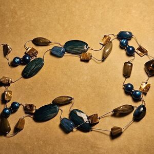 NY And Co. Blue And Brown Beaded Fashion Necklace